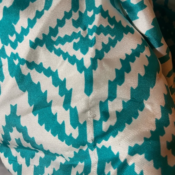 Milly Of New York Silk Dress Backless Chain Halter Sz 10 In Aqua Teal White - Picture 4 of 12